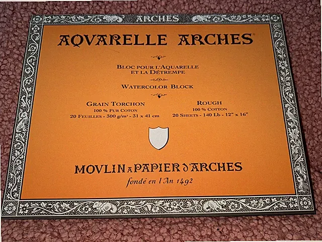 Aquarelle Arches Watercolor Block Rough ~ 20 Sheets 12” x 16” ~ 140 # New