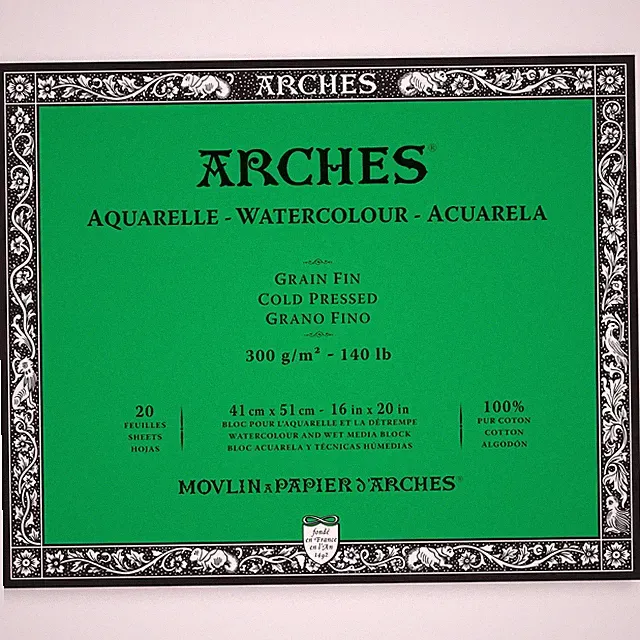 Arches Aquarelle Cold Pressed Watercolor Block 16X20- 140lb, 20 Sheets