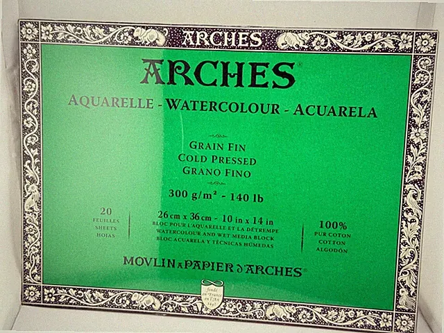 Arches Aquarelle Watercolor Block 100% Cotton 20 Sheets 10"x14" - SEALED