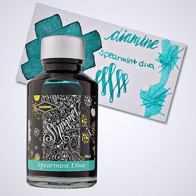 Diamine Shimmer Ink Spearmint Diva - Turquoise Bottled Ink 50 ml