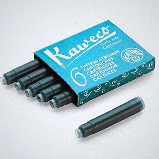 Kaweco Ink Cartridges in Turquoise - Paradise Blue - Pack of 6 - NEW