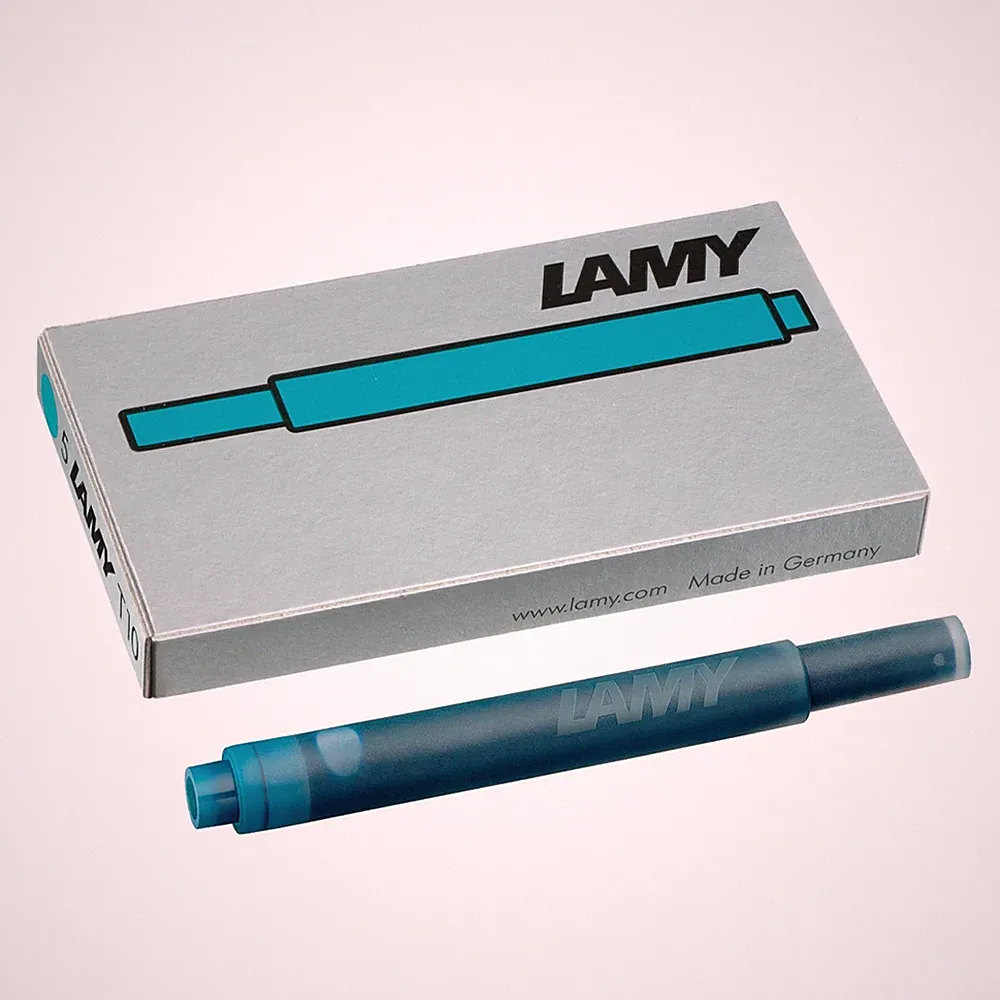 LAMY T10 Ink Cartridge Turquoise Pack of 5 Fountain Pen Ink Refills