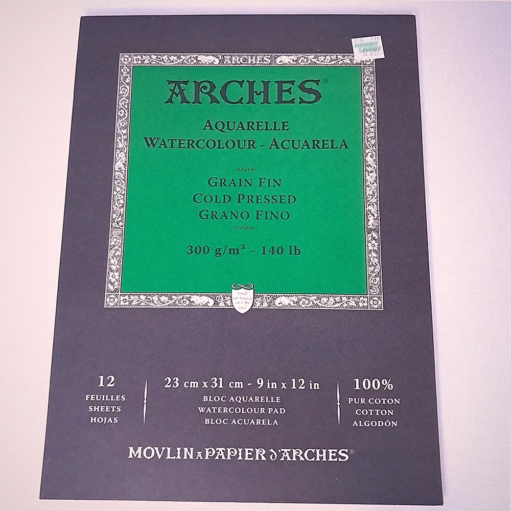 NEW Arches Aquarelle Watercolor Block High Quality Grain Fin Cold Pressed 9"x12"