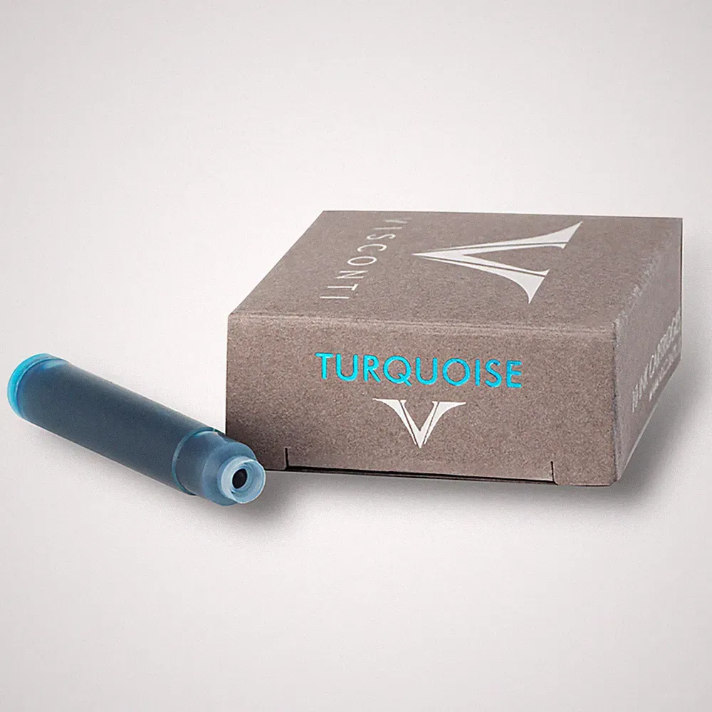 Visconti Ink Cartridges for Fountain Pens in Turquoise - Pack of 10 - NEW
