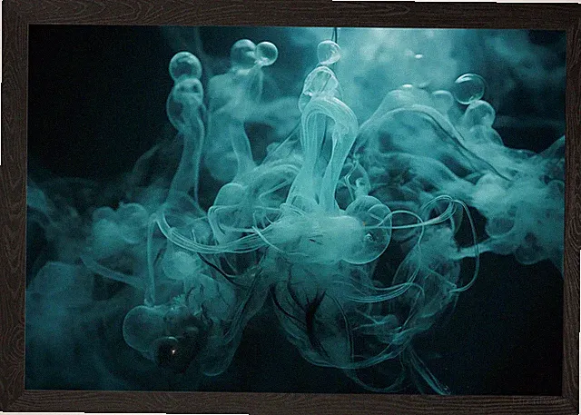 Water Turquoise Ink Cloud Framed Wall Art Poster Canvas Print Picture